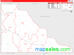 Gregory County, SD Zip Code Wall Map