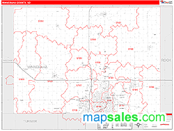 Minnehaha County, SD Zip Code Wall Map