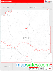 Shannon County, SD Zip Code Wall Map