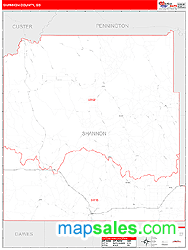 Shannon County, SD Wall Map