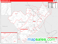 Anderson County, TN Zip Code Wall Map