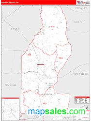 Benton County, TN Zip Code Wall Map