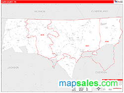 Clay County, TN Zip Code Wall Map