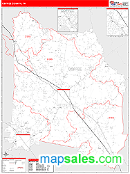 Coffee County, TN Zip Code Wall Map