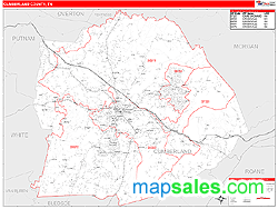 Cumberland County, TN Zip Code Wall Map