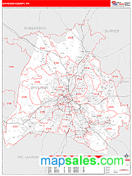 Davidson County, TN Zip Code Wall Map