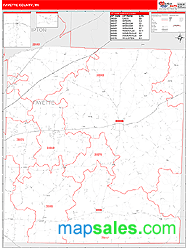 Fayette County, TN Zip Code Wall Map