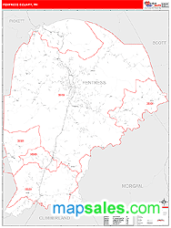 Fentress County, TN Zip Code Wall Map