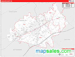 Hamblen County, TN Zip Code Wall Map