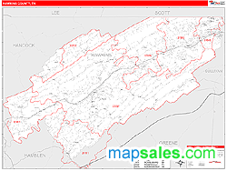 Hawkins County, TN Zip Code Wall Map