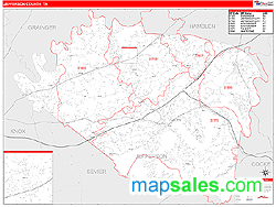 Jefferson County, TN Zip Code Wall Map