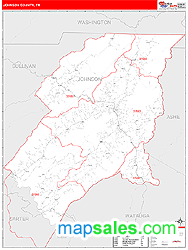 Johnson County, TN Zip Code Wall Map