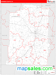 Lawrence County, TN Zip Code Wall Map