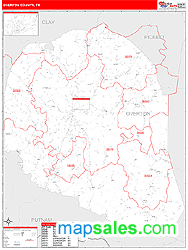 Overton County, TN Zip Code Wall Map