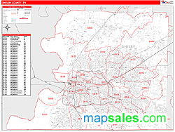 Shelby County, TN Zip Code Wall Map