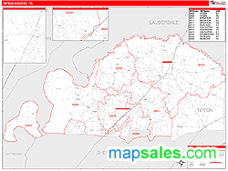 Tipton County, TN Zip Code Wall Map