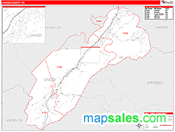 Unicoi County, TN Zip Code Wall Map