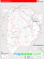 Washington County, TN Zip Code Wall Map