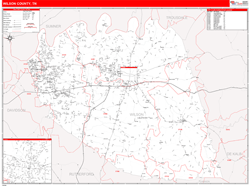 Wilson County, TN Zip Code Wall Map