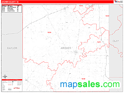 Archer County, TX Zip Code Wall Map