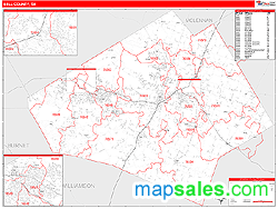 Bell County, TX Zip Code Wall Map