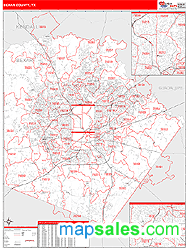 Bexar County, TX Zip Code Wall Map