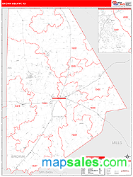 Brown County, TX Zip Code Wall Map