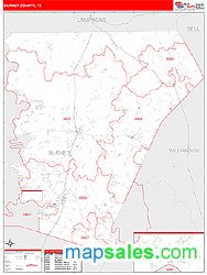 Burnet County, TX Zip Code Wall Map