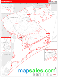 Calhoun County, TX Zip Code Wall Map