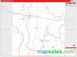 Callahan County, TX Zip Code Wall Map