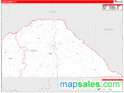 Camp County, TX Zip Code Wall Map