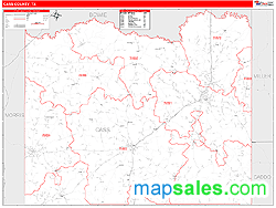 Cass County, TX Zip Code Wall Map