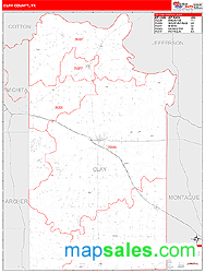 Clay County, TX Zip Code Wall Map