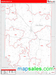 Coleman County, TX Zip Code Wall Map