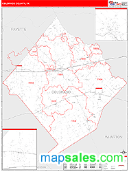 Colorado County, TX Zip Code Wall Map