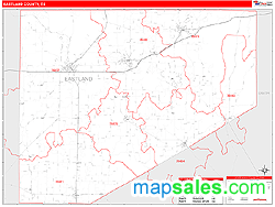 Eastland County, TX Zip Code Wall Map