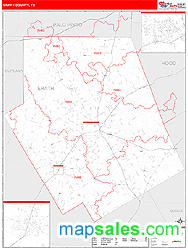 Erath County, TX Zip Code Wall Map