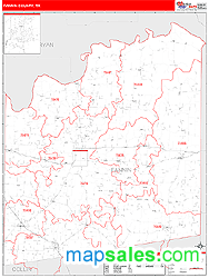 Fannin County, TX Zip Code Wall Map