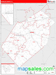 Gonzales County, TX Zip Code Wall Map