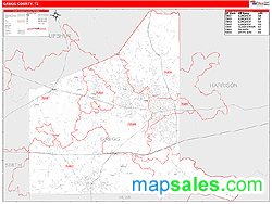 Gregg County, TX Zip Code Wall Map