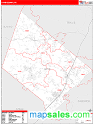 Hays County, TX Zip Code Wall Map