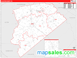 Houston County, TX Zip Code Wall Map