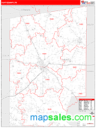 Hunt County, TX Zip Code Wall Map