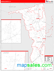 Jasper County, TX Zip Code Wall Map