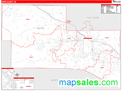 Kerr County, TX Zip Code Wall Map