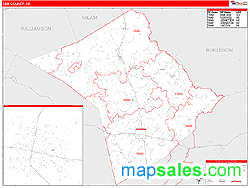 Lee County, TX Zip Code Wall Map