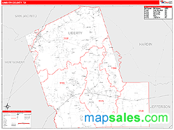 Liberty County, TX Zip Code Wall Map