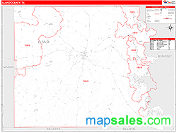 Llano County, TX Zip Code Wall Map