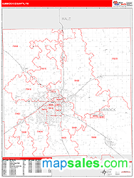 Lubbock County, TX Zip Code Wall Map