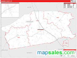 Madison County, TX Zip Code Wall Map